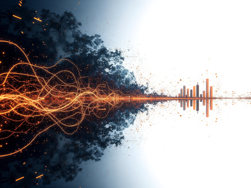 播客节目封面，暖色调背景上带有抽象线条图案，第五期节目的艺术化设计